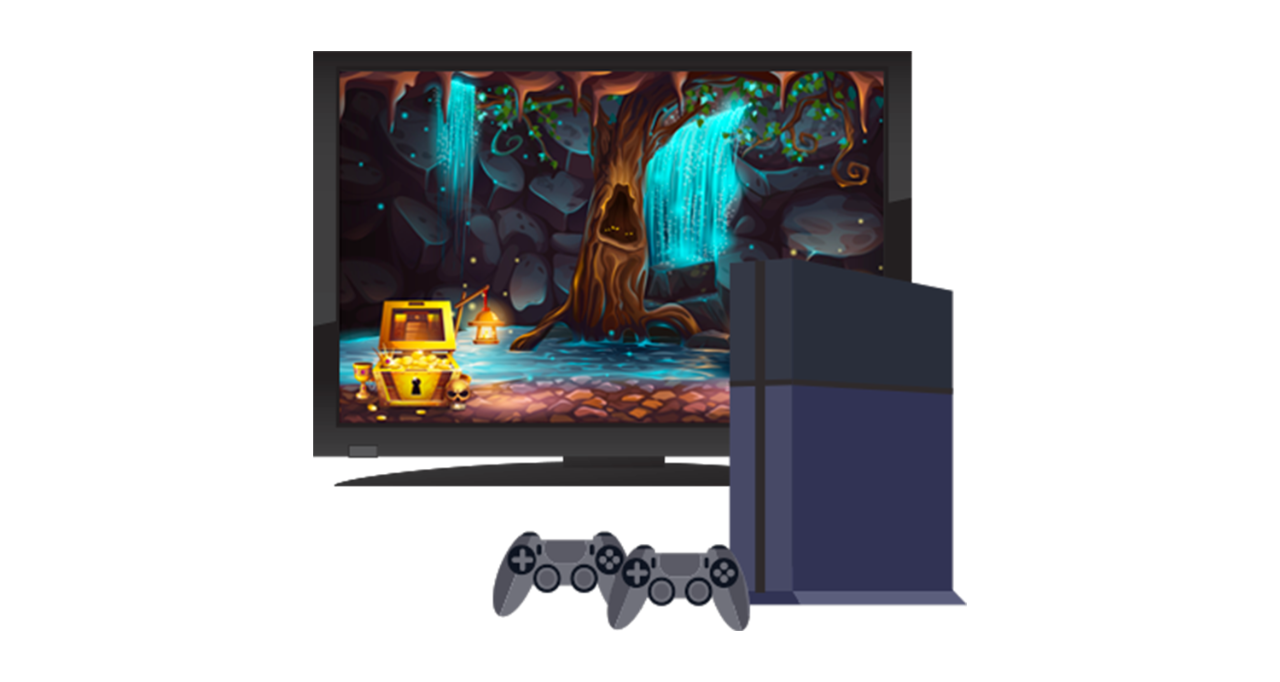Console de jogos e o monitor de TV